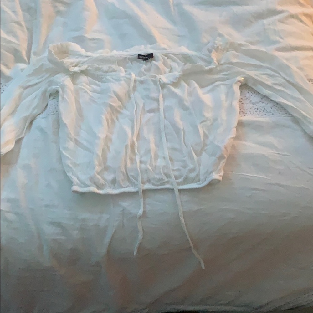 off the shoulder flowy blouse with draw string